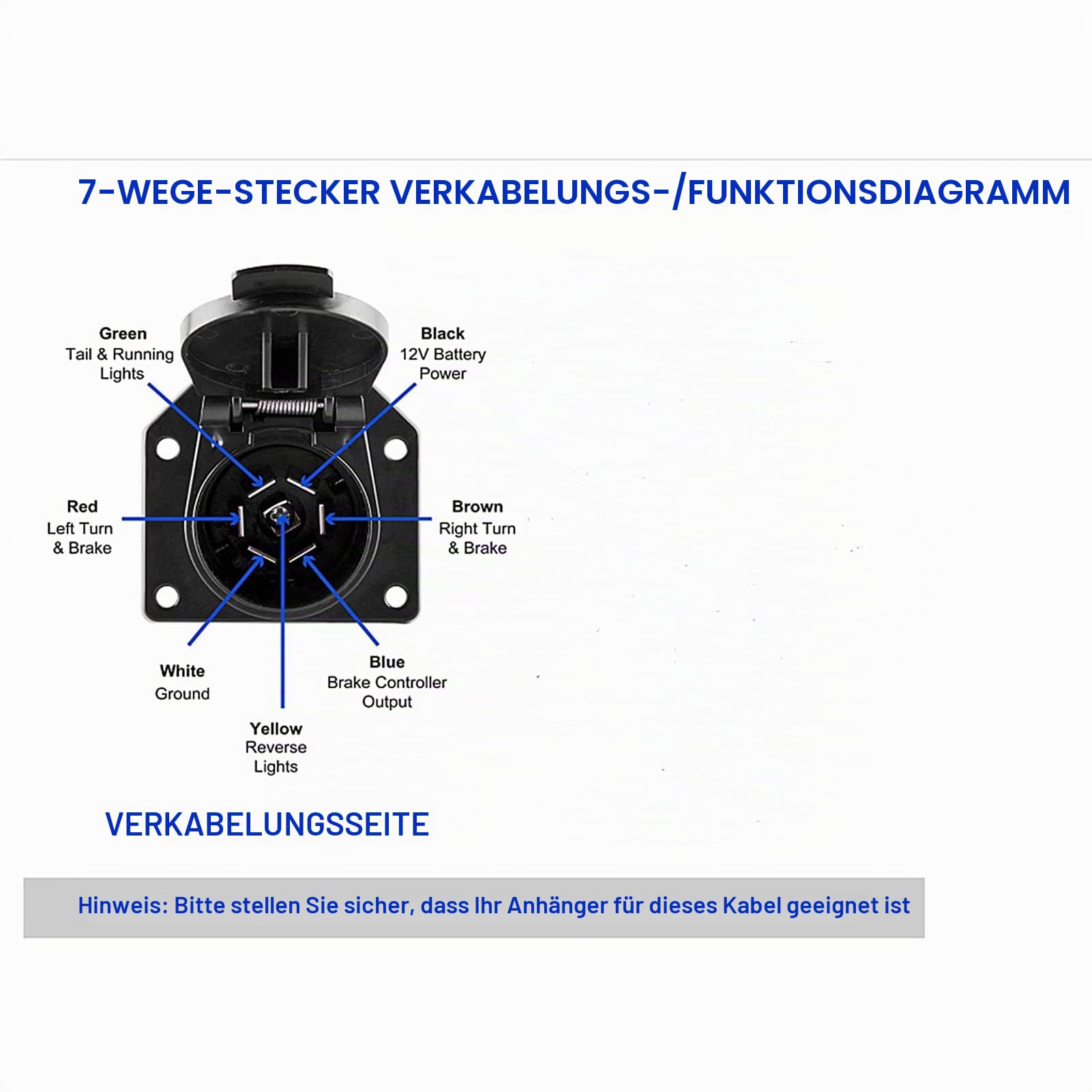 Trailer Light Converter Europäischer Runder 13-poliger Stecker auf US-7-Wege-Blade-Adapterstecker Europäischer 13-poliger auf Amerikanischer 7-poliger Stecker Rundstecker Trailer Light Electric Conver