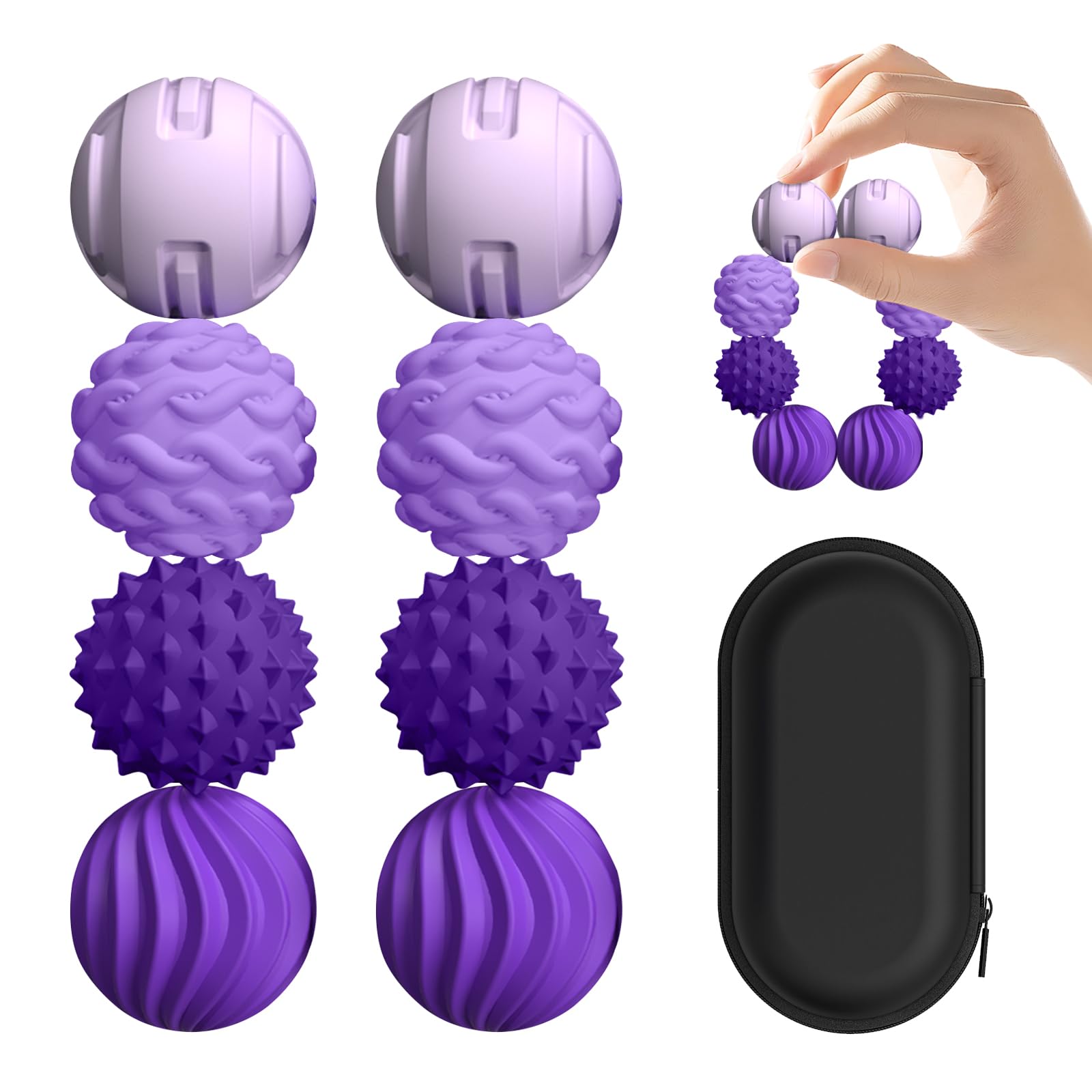 XYOFUN 8Pcs Silicone Magnetic Fidget Toys, Silicone Sensory Ball, Textured Sensory Stress Relief Balls