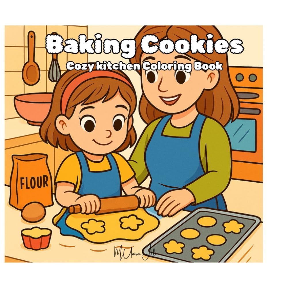 Baking Cookies: Cozy Kitchen Coloring Book