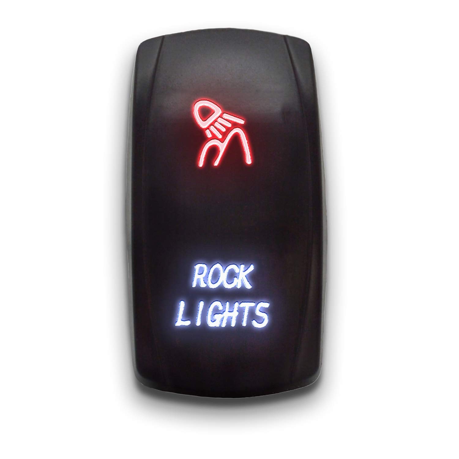 Stark Industries ROCK LIGHTS - Red/White - 5-PIN Laser Etched LED Rocker Switch Dual Light - 20A 12V ON/OFF