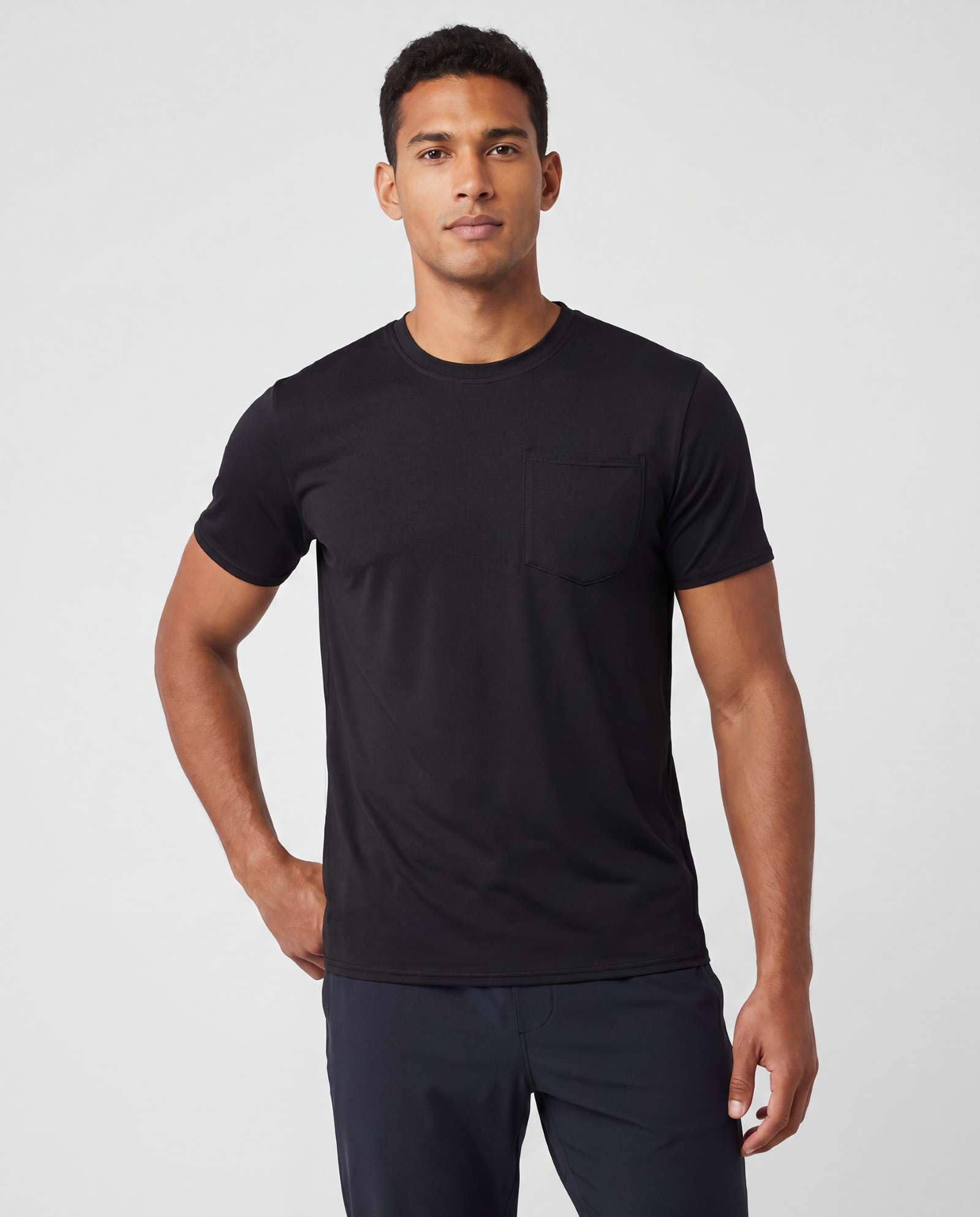 Real Essentials 4 Pack: Men's Dry-Fit Short Sleeve Pocket Crew Performance Athletic T-Shirt (Available in Big & Tall)