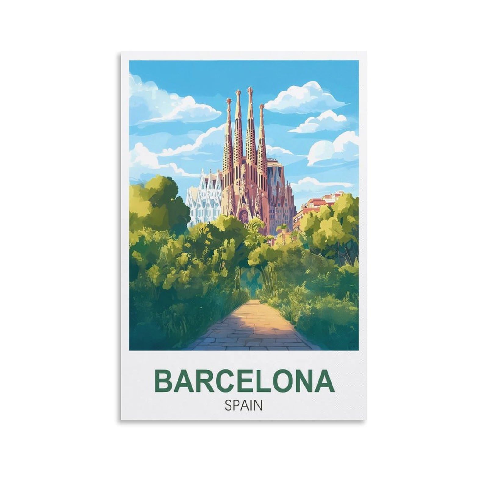 Xllyxygjq Unframe-Style Barcelona Spain Vintage Travel Posters 08X12inch(20X30cm) Canvas Wall Art Poster Print Artwork Painting Picture For Home Decoration Living Room Office Bedroom
