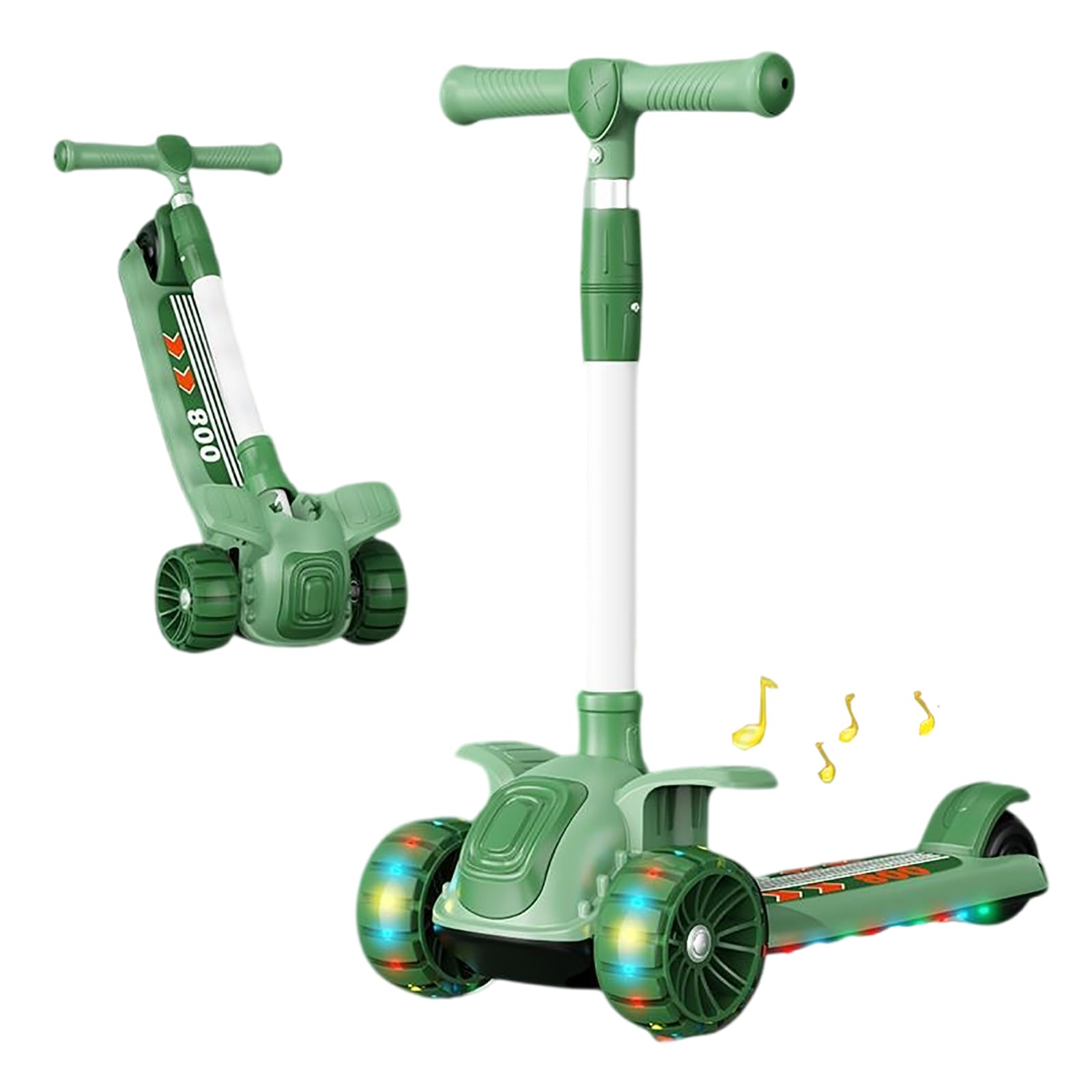 Scooter for Kids,3 Wheel Kid Scooter with Foldable & Height Adjustable Handle for Boy Girl Age 2-12 Year,Lean to Steer,Non-Slip Deck,Scooter for Toddler with LED Light Wheel & Brake