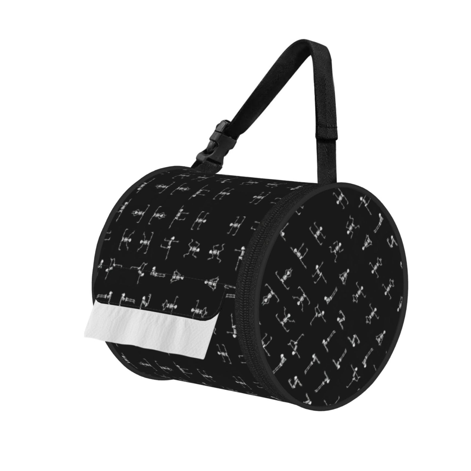 Skull Yoga Printed Roll Paper Carrier Bag, Foldable Oxford Cloth Tissue Case for Camping Hiking Backpack