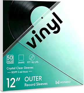 Mopiano 50x12" Vinyl-Schutzhüllen, 3 mil, kristallklare LP-Hüllen, passend für Einzel- und Doppel-LPs, schützen die Schallplatten vor Staub, Schmutz und Kratzern | Säurefreie Plastikschutzhüllen
