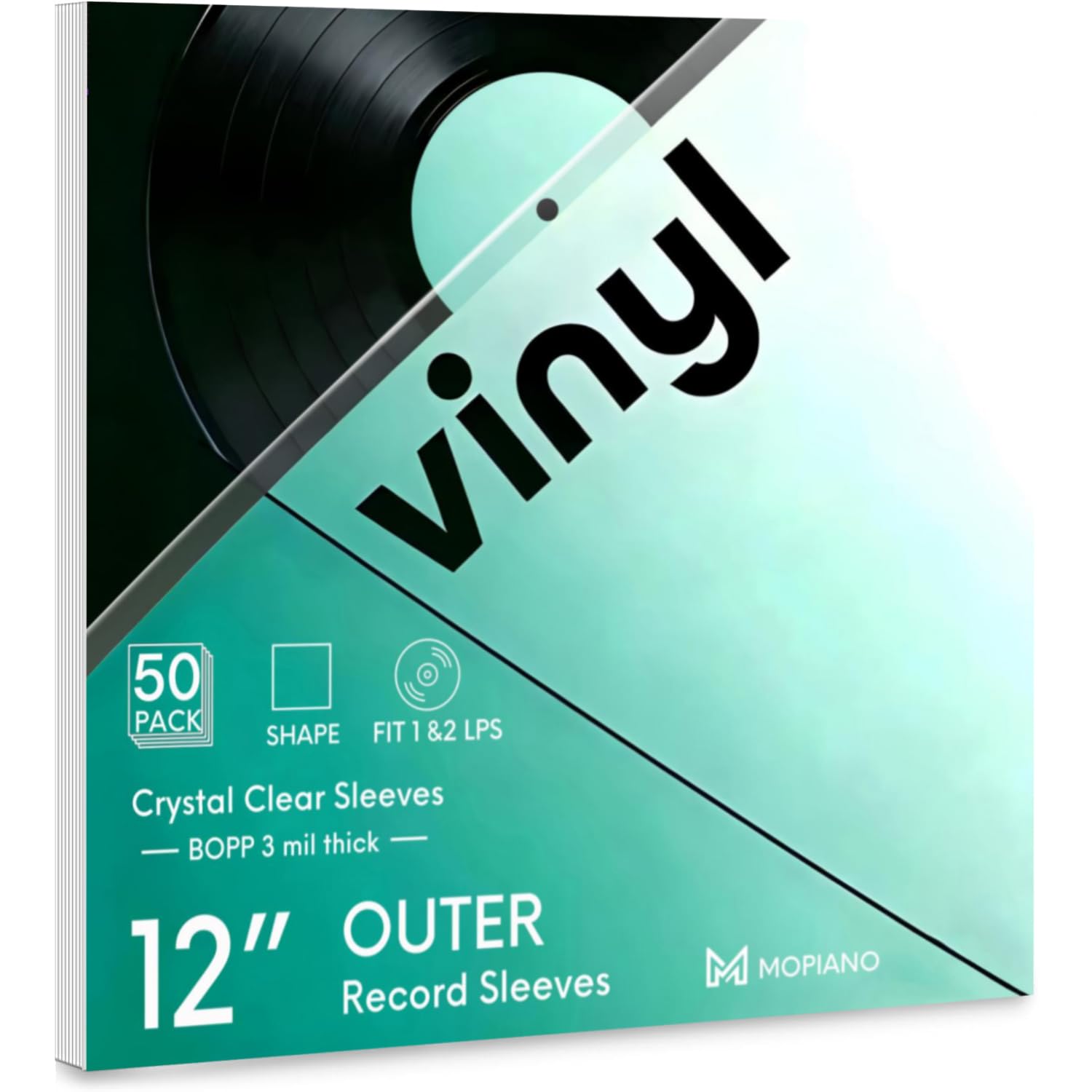 Mopiano 50x12" Vinyl-Schutzhüllen, 3 mil, kristallklare LP-Hüllen, passend für Einzel- und Doppel-LPs, schützen die Schallplatten vor Staub, Schmutz und Kratzern | Säurefreie Plastikschutzhüllen