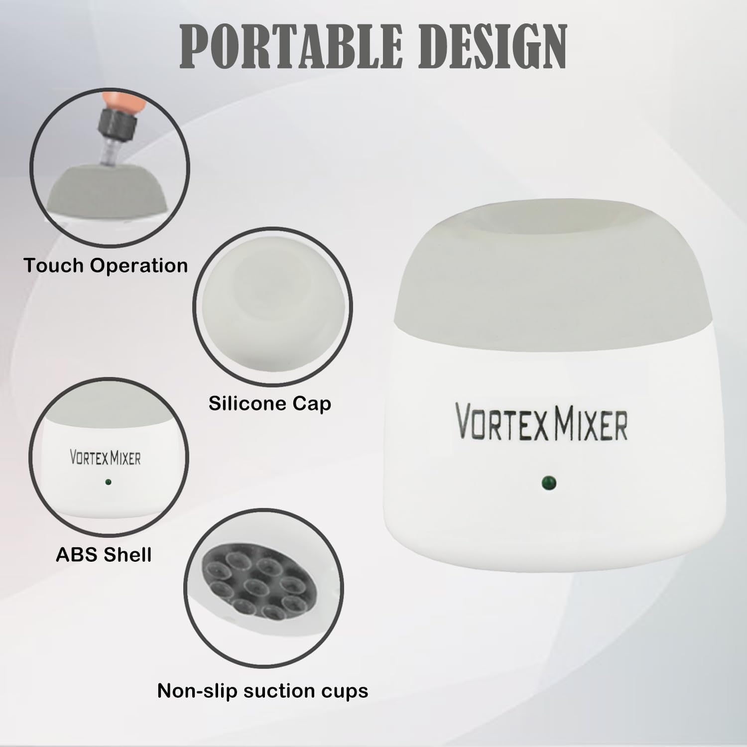 ABEST 5200rpm mini Vortex Mixer Farbschüttler,Labor Vortex Schüttler mit Touch Funktion für Nagellack,Wimpernschüttler,Tattoo Tinte,Kleber und Teströhrchen (grau)