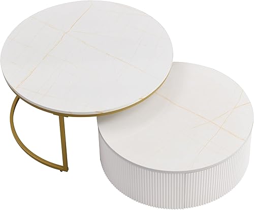 Miniatura 51 de Mesa de centro moderna de 39.3 pulgadas con vidrio templado, mesa de cóctel de madera con superficie UV de alto brillo, mesa de centro rectangular