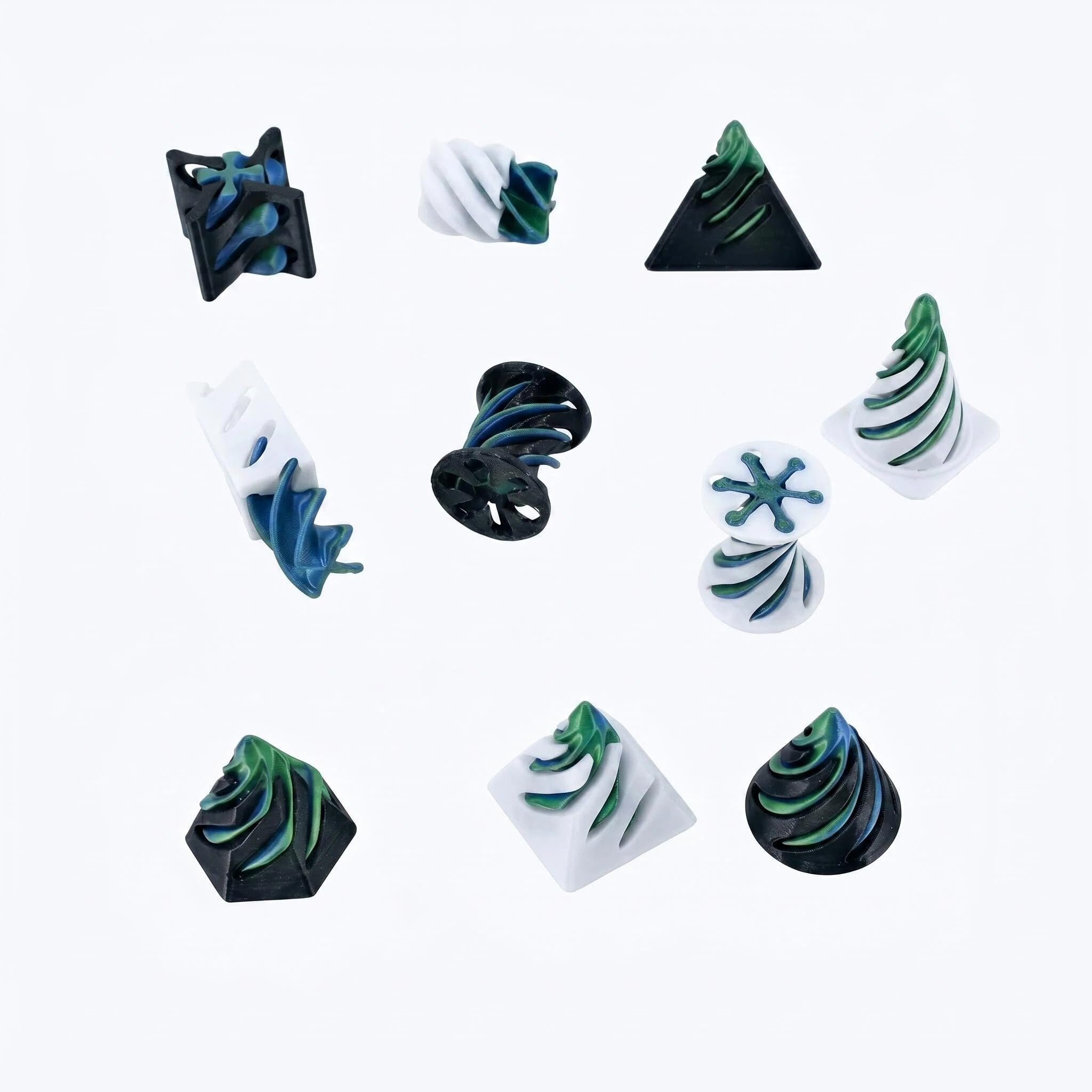 Mtbricey 10Pcs 3D Printed Spiral Cone Fidget Toys Impossible Pyramid Passthrough Sculpture Mini Stress Relief Sensory Desk Decor Colorful Vortex Cone for Focus Adults Teen Office Home Travel (C)