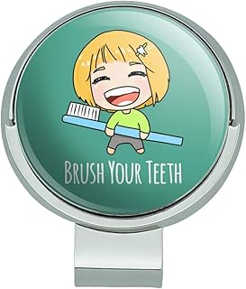 GRAPHICS & MORE Brush Your Teeth Toothbrush Kawaii Chibi Golf Hat Clip with Magnetic Ball Marker