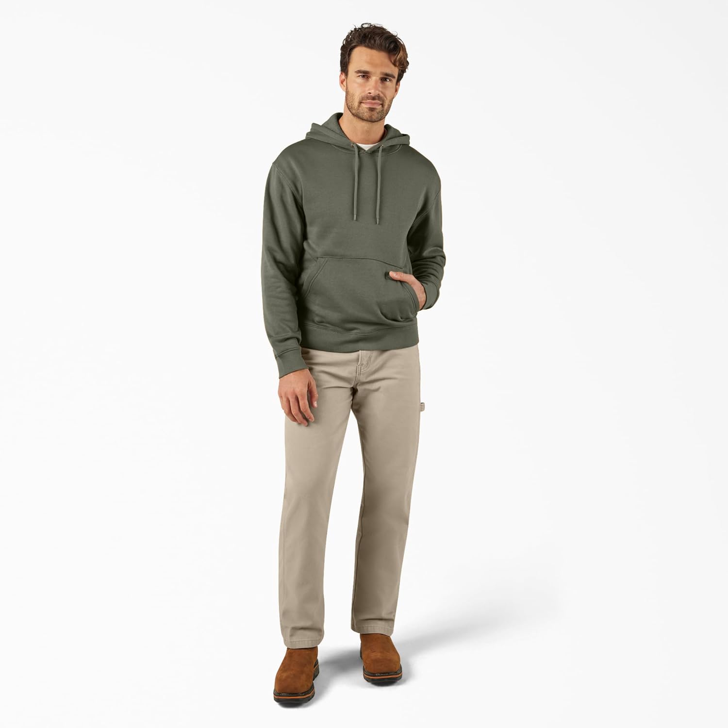 Dickies Men's Midweight Fleece Hoodie Moss Green - Image 4