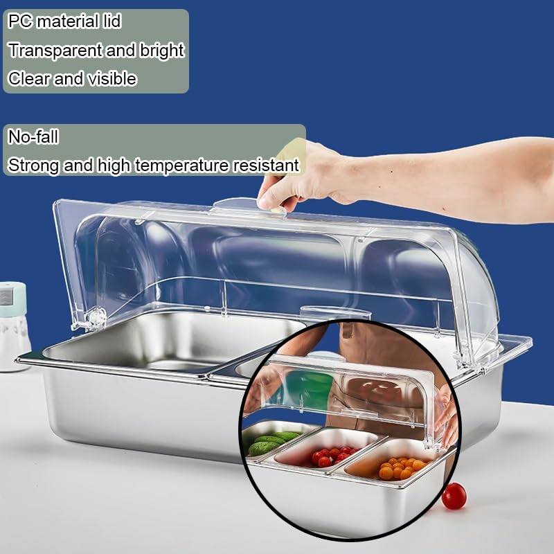 Stazione per condire la pizza, organizer per spezie in acciaio inossidabile, stazione per buffet di insalate con contenitori per ghiaccio per ingredienti di salsa nella dispensa della cucina (G)