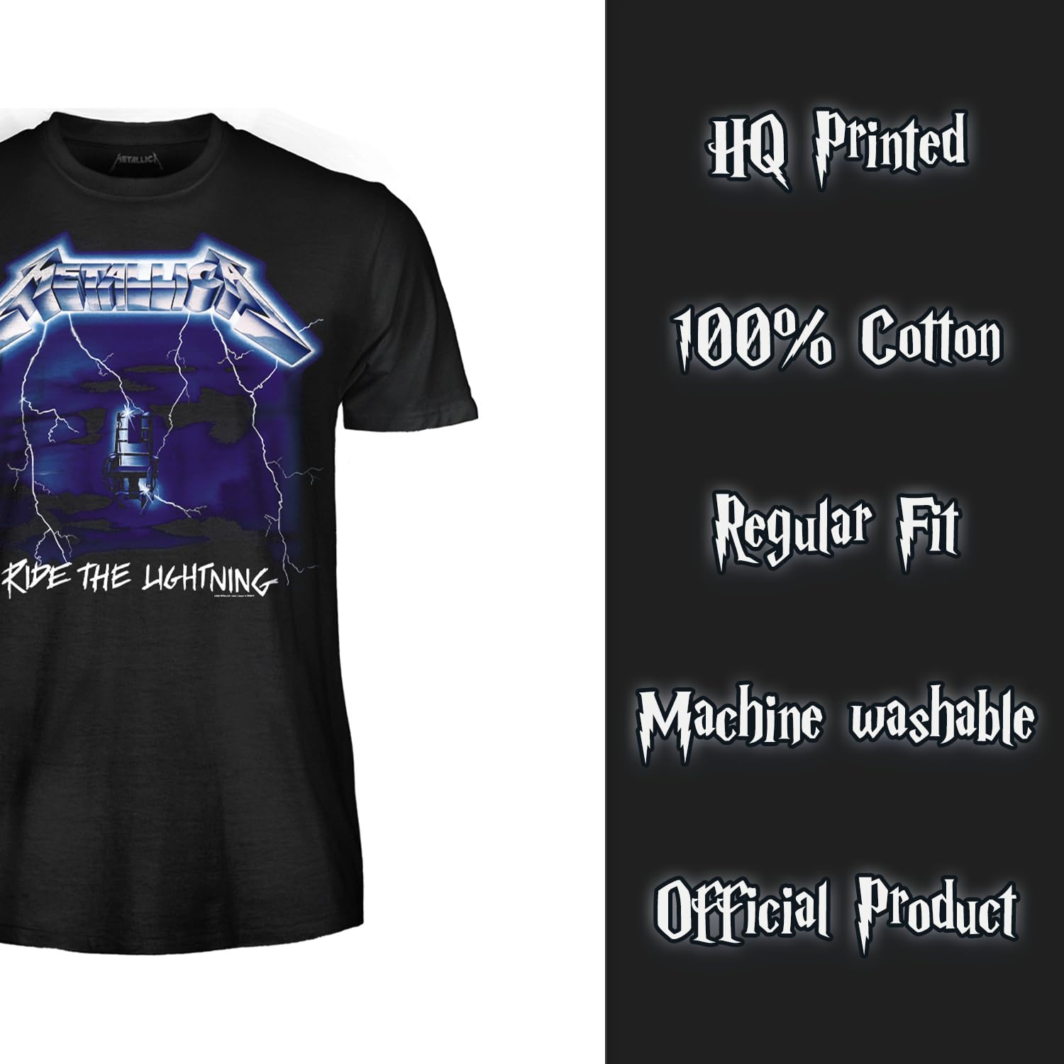 Metallica Koszulka Ride The Lightning. Oficjalna koszulka rockowa z zespołu Heavy Metal. Unisex Dorosły chłopiec