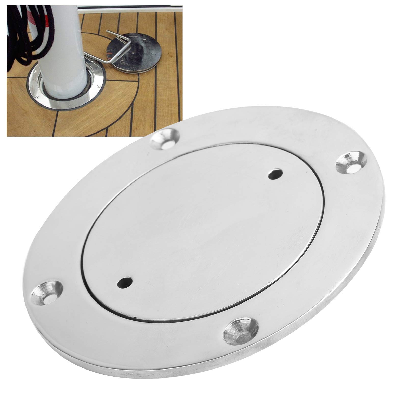 Yctze Plaque de Pont, Trappe D'inspection en Acier Inoxydable de Couvercle de Trappe de Pont en Acier Inoxydable de 3 Pouces avec Clé pour Accessoire de Quincaillerie de Bateau Marin