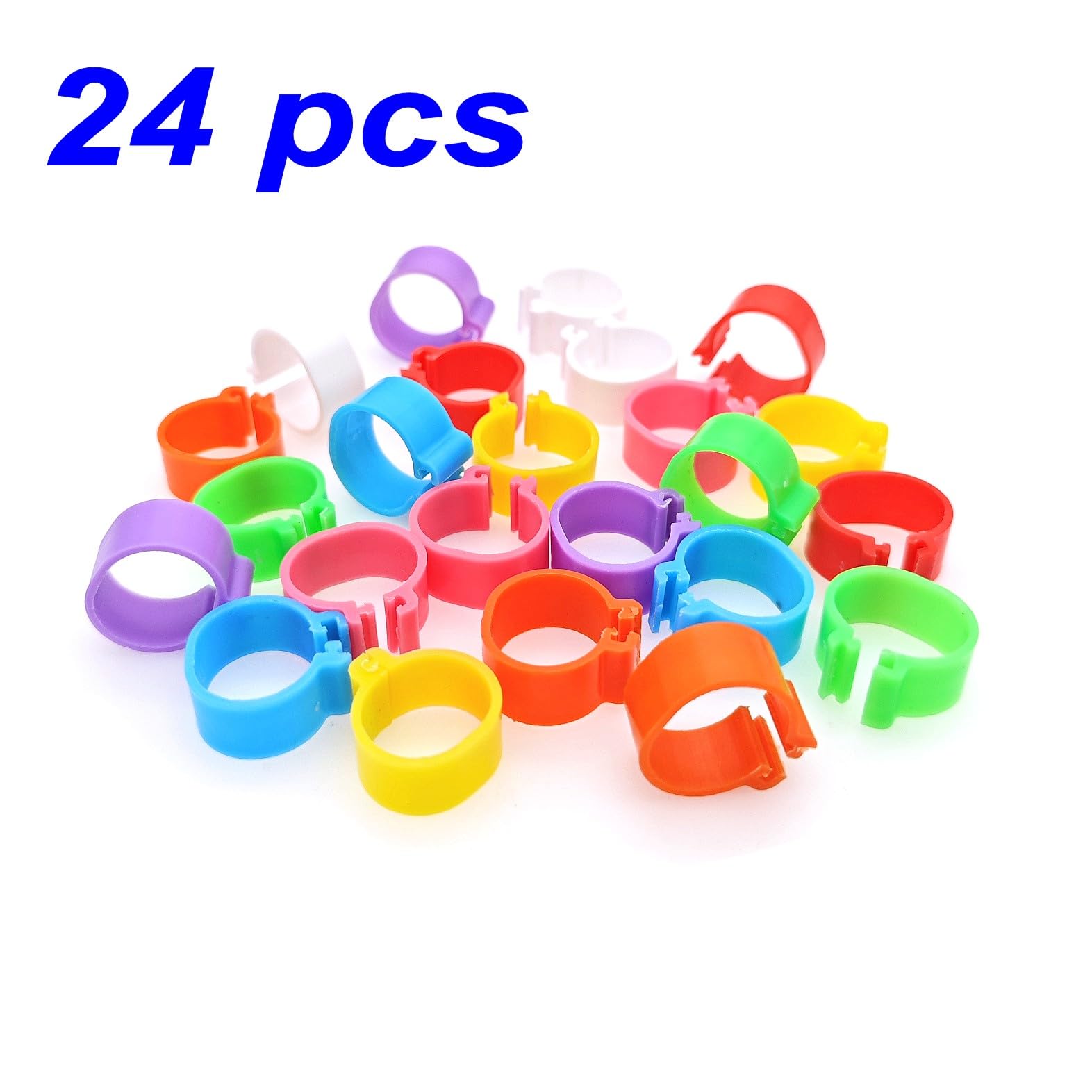 JZK 24 Anillos de Plástico Multicolor 16 mm con Clip para Identificación de Pollo