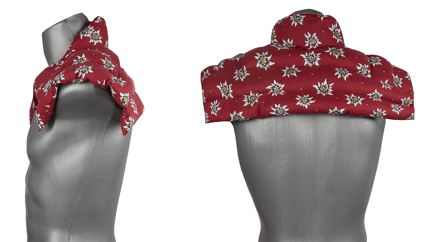 Wärmekissen Nacken: Rapssamenkissen Schulter & Nackenkissen mit Kragen. Wärmekissen Körnerkissen Nackenwärmer für Mikrowelle und Backofen (Blume-Edelweiß, Rapssamen)