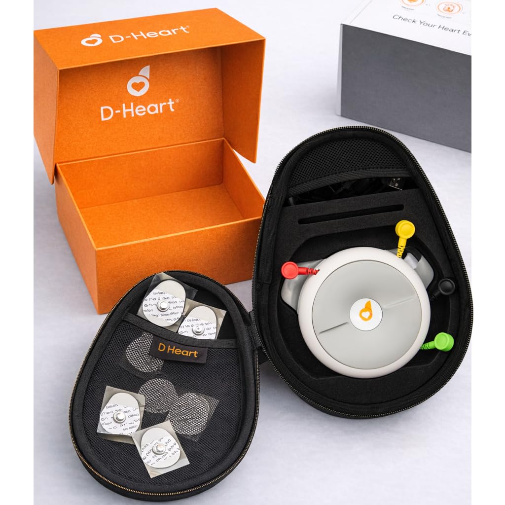 D-Heart ECG Portatile Professionale 8/12 Derivazioni | 60 Elettrodi Inclusi | Calcolo PR, QRS, | PDF Condivisibile | iOS/Android | Per Operatori Sanitari e Pazienti