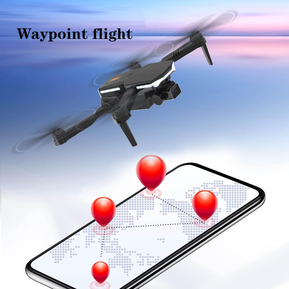 Quadricottero RC Pieghevole per Principianti, Mini Drone con Fotocamera 4K e Tre batterie, Doppia Fotocamera, Fotografia di gesti, Volo di traiettoria, decollo con Un Tasto, rilevamento dell