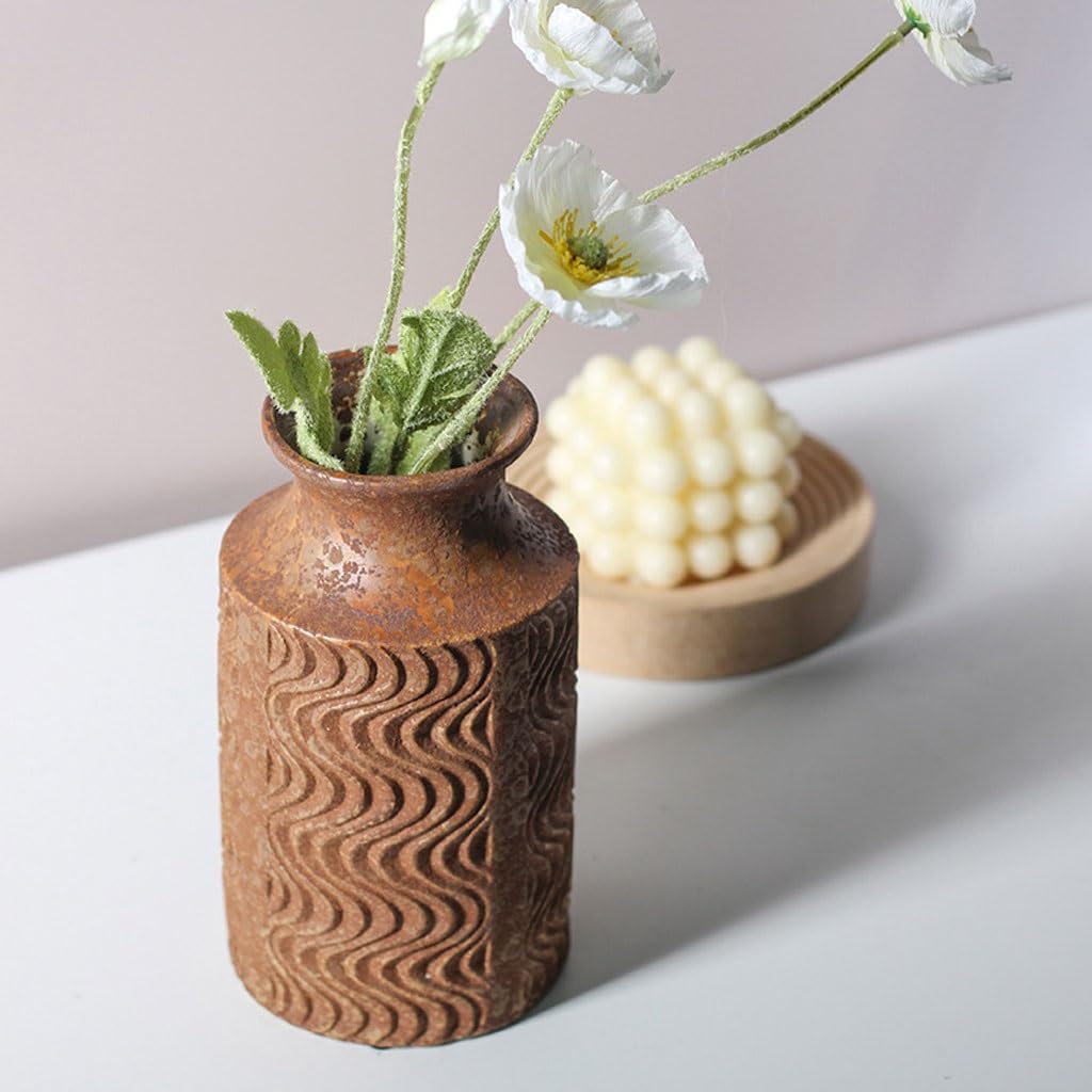 Vaso in Ceramica Retro Home Soggiorno Portico Ornamenti Tavolo Disposizione dei Fiori Cinese Fiori Utensili(A)