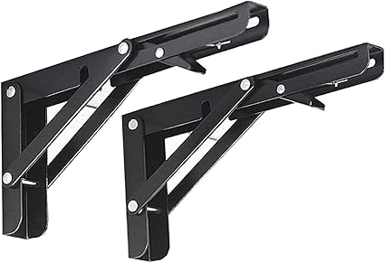 FALONG Folding Shelf Brackets, Heavy Duty Stainless Steel Collapsible Bracket Wall Mounted DIY Foldable Brackets for Table Desk (Folding Shelf Brackets 20CM)