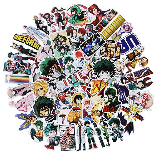 My Hero Academia Anime Stickers, 73 Pack Cartoon Vinyl Cute Laptop Stickers for Hydroflasks Car Skateboard Water Bottle Luggage Stickers for Teens, Girls