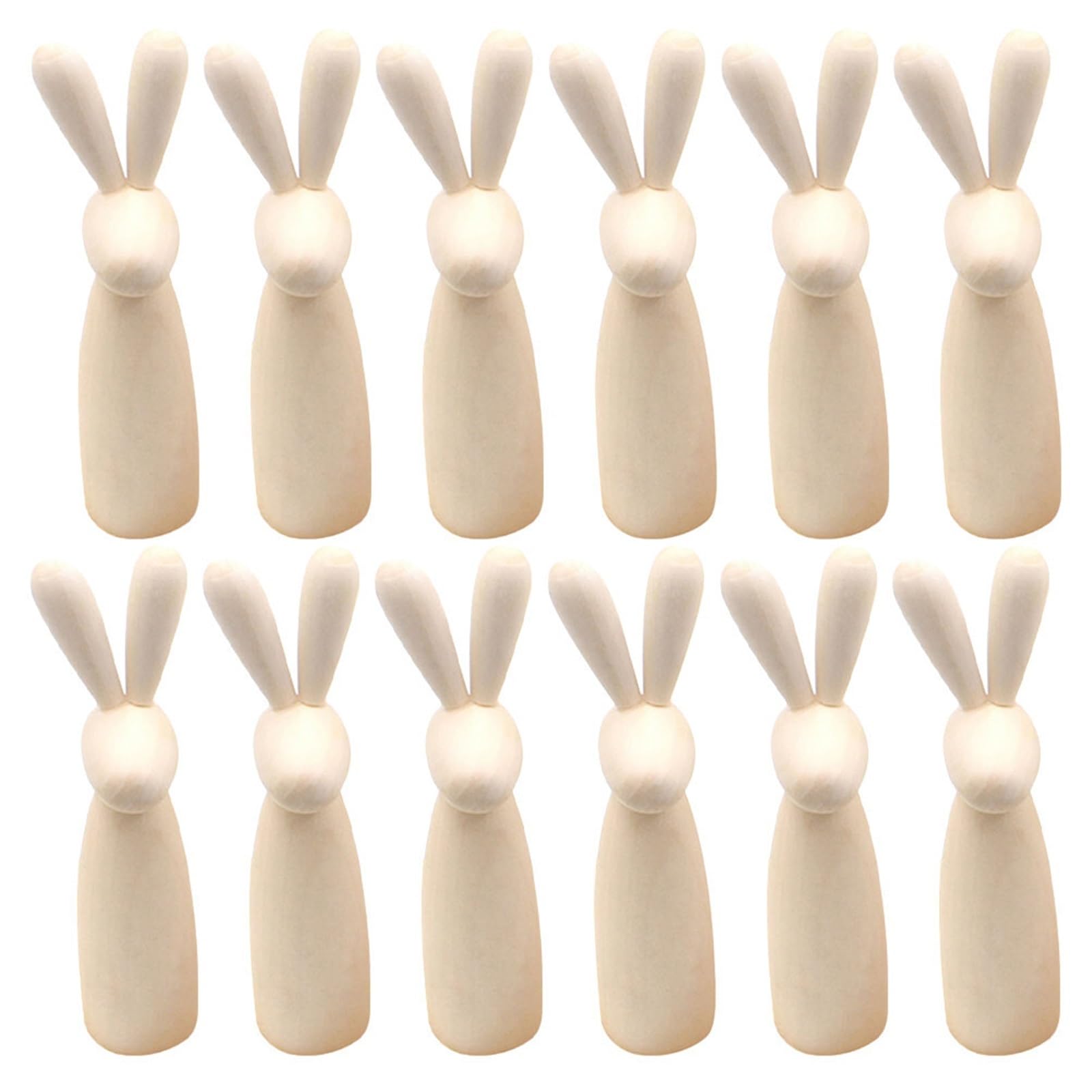 Muñecas de Madera Peg Figuras de clavija conejito madera Natural, estatuas animales pequeñas sin pintar for manualidades, decoraciones, hecha a mano, 12 Uds