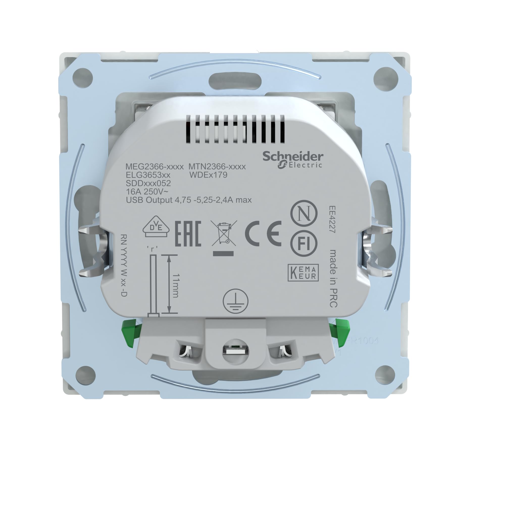 Schneider Electric Merten Schuko-Steckdose mit USB Anschluss, MEG2366-6035 | USB Typ A+A, Unterputz, System Design, lotosweiss