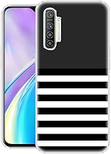 Fashionury "Black and Grey Strips Designer Printed Shock Proof Soft Silicon Back Cover for Realme XT