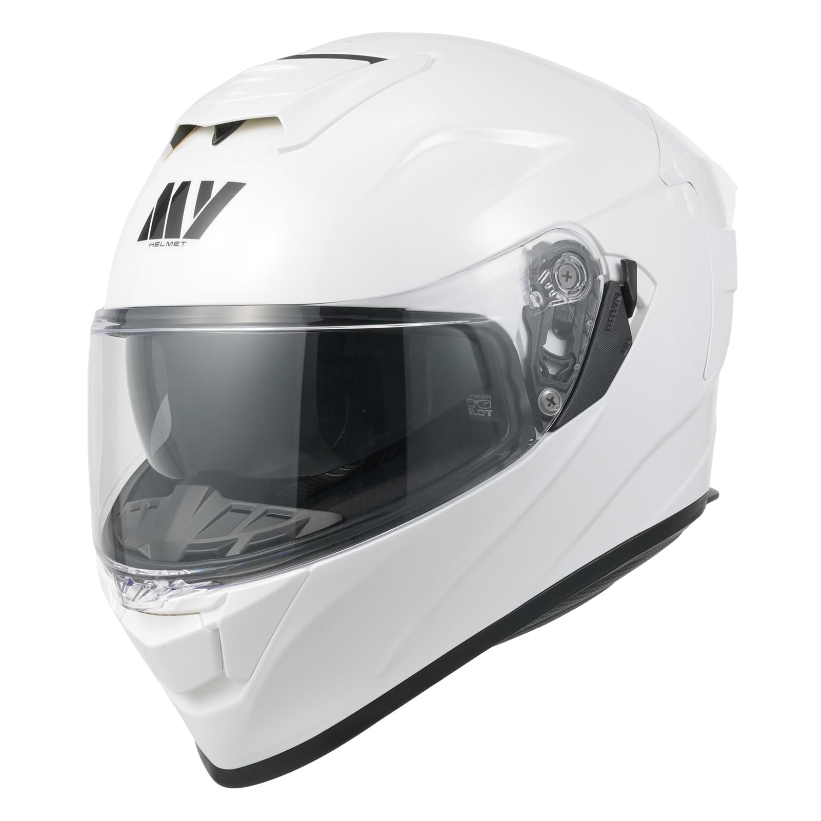 MY Motorrad Integralhelm Vollvisierhelm Mopedhelm mit Sonnenblende für Damen Herren,ECE 22.06 Genehmigung,Modell MY-936 (Weiß, S)