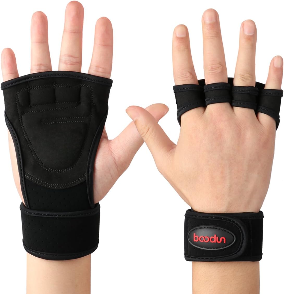 HiCool Cross Training Gloves with Wrist Support for WODs Gym Workout Weightlifting & Fitness No Calluses-Suits Men & Women-The Best Weight Lifting Gloves for a Strong Grip (Black, Large)