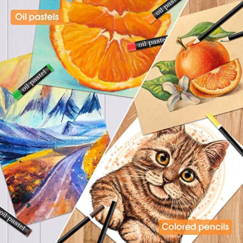 Art Supplies, 99 Pieces Wooden Art Set Painting Supplies with Watercolor Powder, Oil Pastels, Color Pencils, Portable… - Image 6