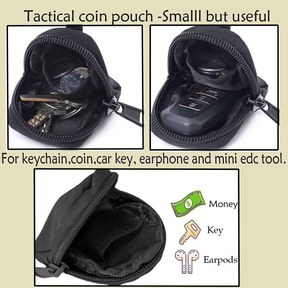 Taktische Münzgeldbörse – Militär-Tasche als Mini-Werkzeug-Organizer für Münzen, Autoschlüssel, Taille, Kopfhörer, Rucksack, Zubehörtasche, 2 Stück, Armeegrün, 2 Stück