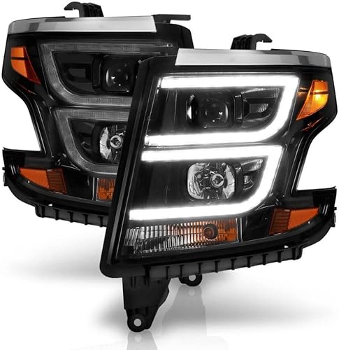 KarParts360 ANZO para Chevy Tahoe 2015-2020 Faros delanteros LED estilo tablón negro con DRL | 111492