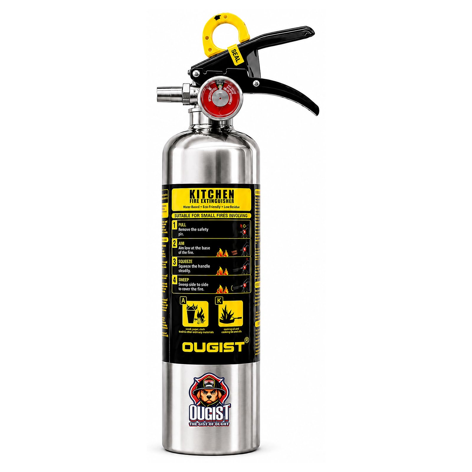 Ougist Class K Fire Extinguisher for Kitchen, 1-A:K, 34 Fl Oz Wet Chemical