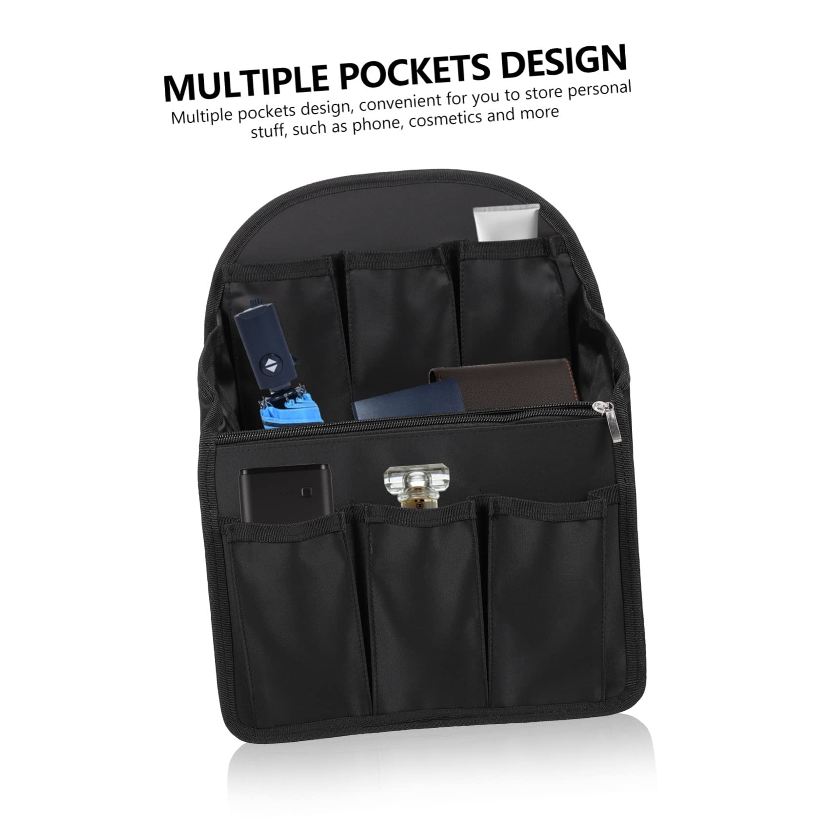 Holibanna Organizador de Mochila Plegable y Transpirable y Múltiples Bolsillos y Ranuras de Nylon Negro Adecuado para Viaje y Almacenamiento para Viaje Almacenamiento
