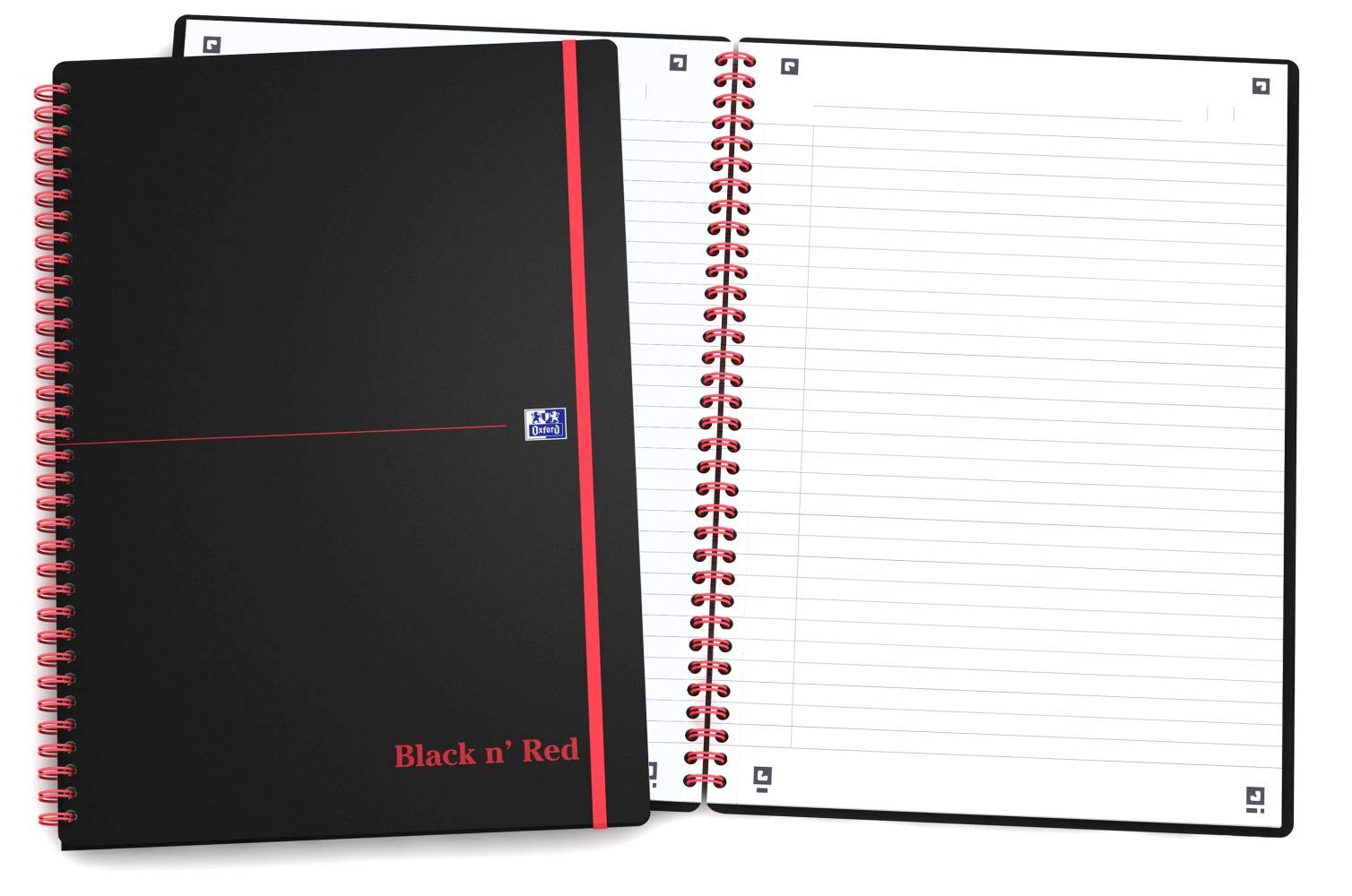 Oxford Black n' Red Cahier à Spirale 14,8x21 cm 140 Pages Lignées A5 Noir (Lot de 3)