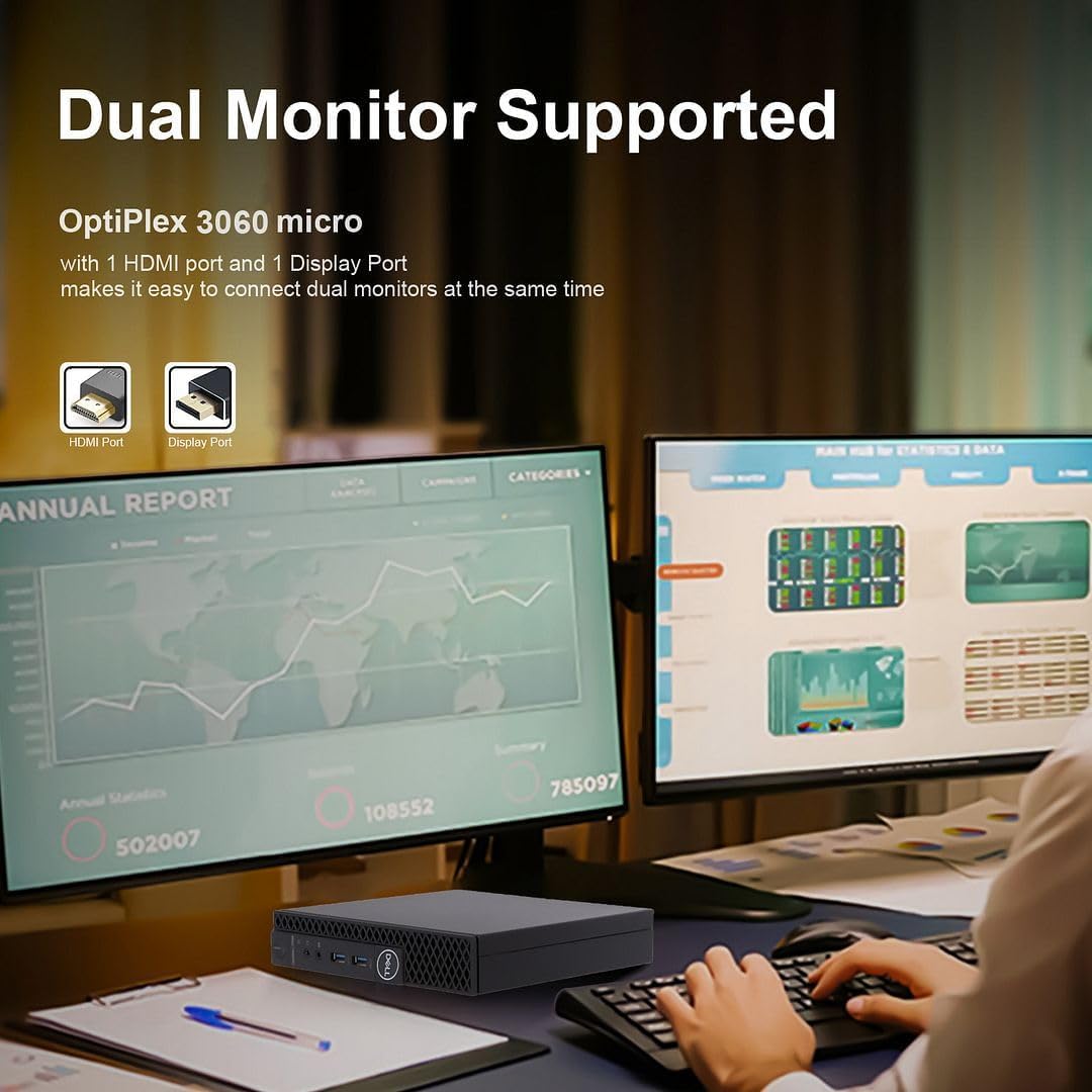 PCRENEWED TECNOLOGIA ACCESSIBILE Mini pc fisso con windows 11 e office 2021, desktop con monitor Full HD 23/27 pollici, cpu i5 8TH, wifi integrato, tastiera e mouse (Ricondizionato) (Postazione 27")