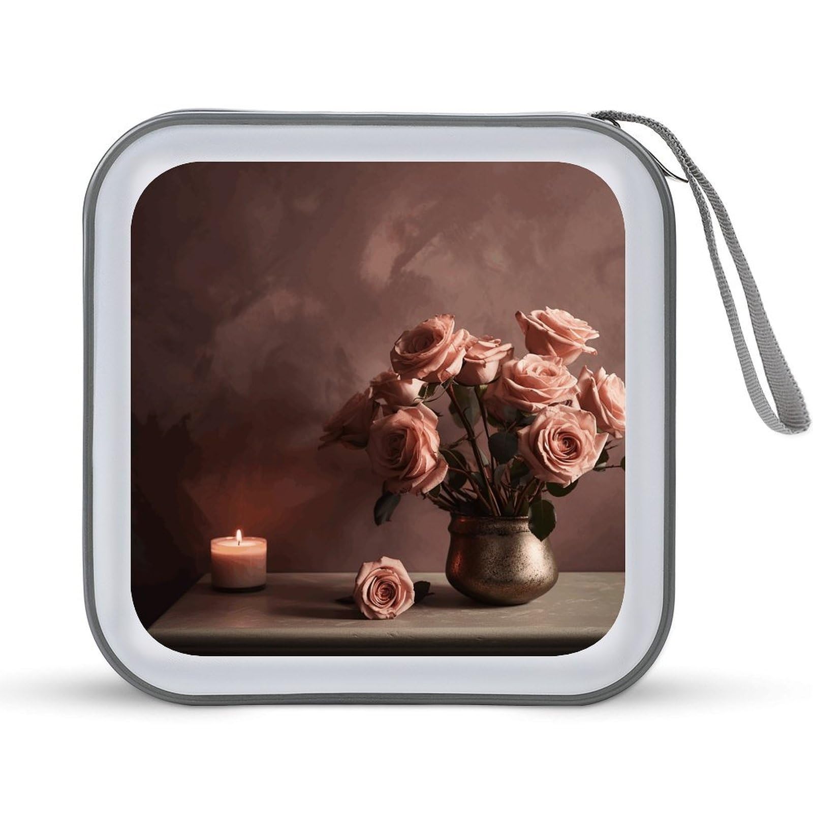 VstaDank Rose and Candle DVD Case 40 Capacity Protective Storage Organizer Binder Booklet Album Portable Disc Wallet Car CD Disc Holder Hard Plastic CD Case CD DVD Case Holder