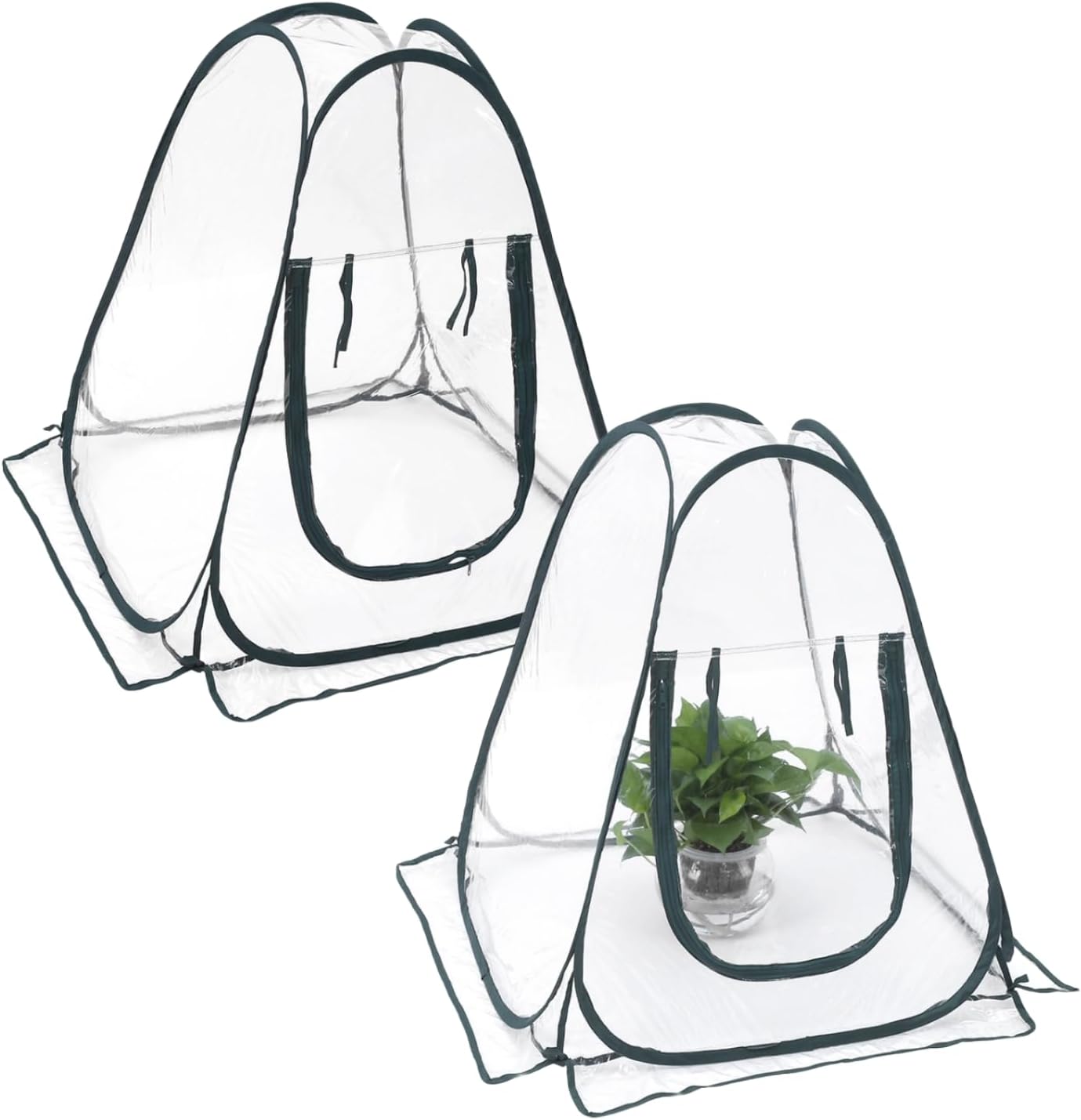 HERCHR Pop Up Greenhouse, 2Pcs Single Plant Greenhouse Reusable Clear Plastic Plant Cover Portable Small Greenhouse Mini Green House Cover