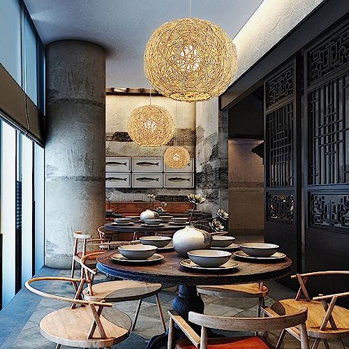 Suspension en rotin E27 luminaire réglable pour restaurant