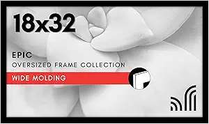 Americanflat 18x32 Poster Frame with Polished Plexiglass - Black Picture Frame - Wide Photo Frames Made of Engineered Wood for Vertical or Horizontal Wall Display - Epic Collection - Black