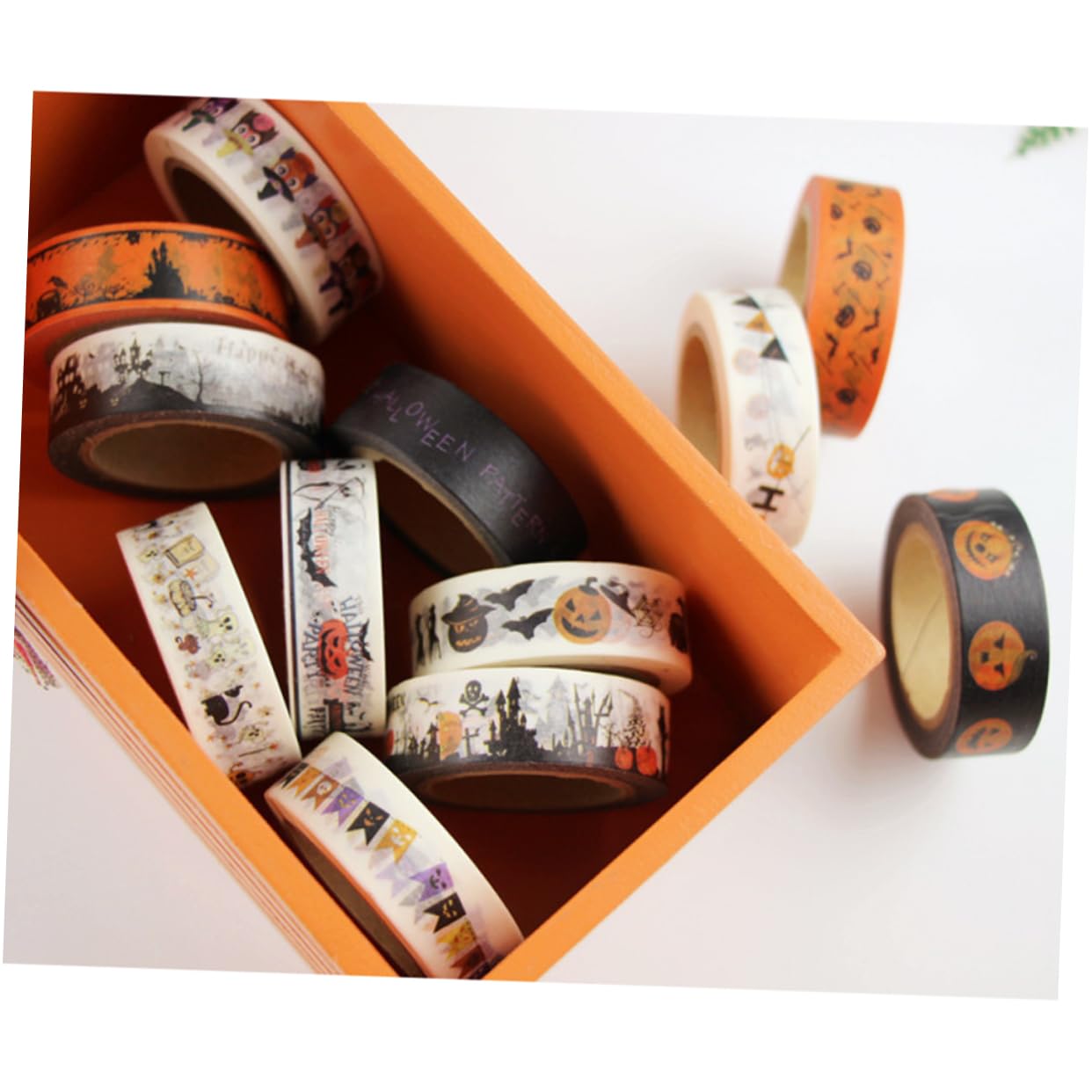 Lurrose 3 Sets Washi-klebeband Basteln Dekoratives Abdeckband Klebstoff Für Halloween-themen Sammelalben Kalender 6 Stück X 3