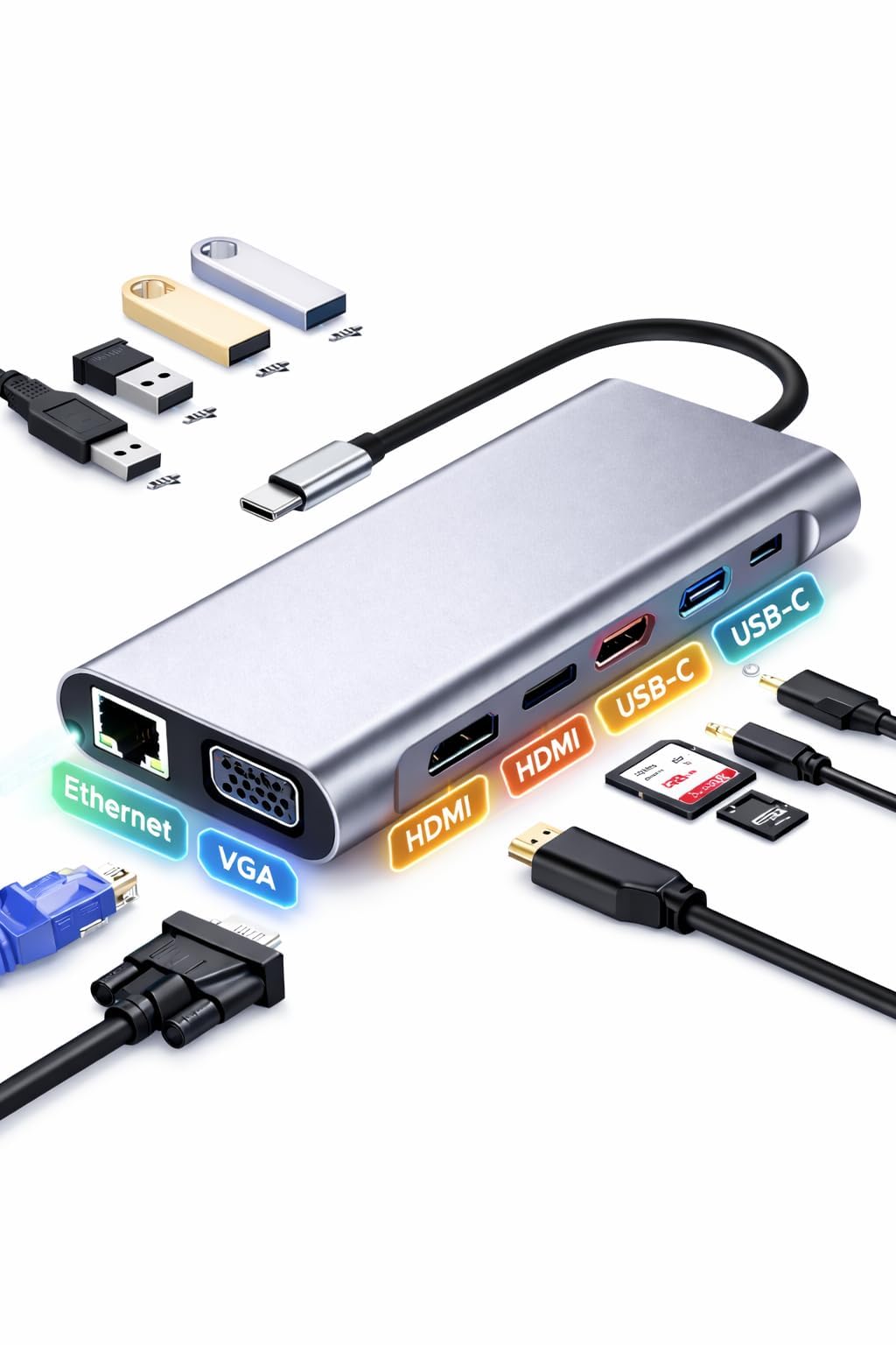 Amazon.com: USB-C Hub 11-in-1 Multiport Docking Station with 4K