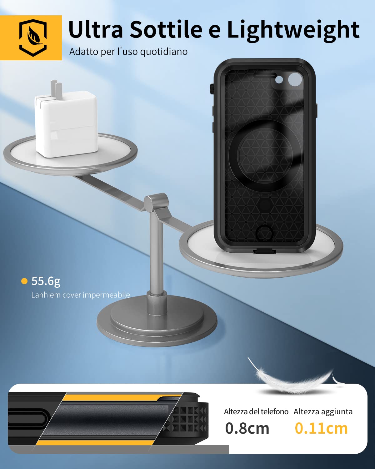 Lanhiem Cover Compatibile con iPhone SE (2022/2020) 8/7 [IP68 Impermeabile e Compatibile con MagSafe] Protezione a 360 Gradi Custodia Subacquea Robusta Antiurto,Protezione dello Schermo,Nero
