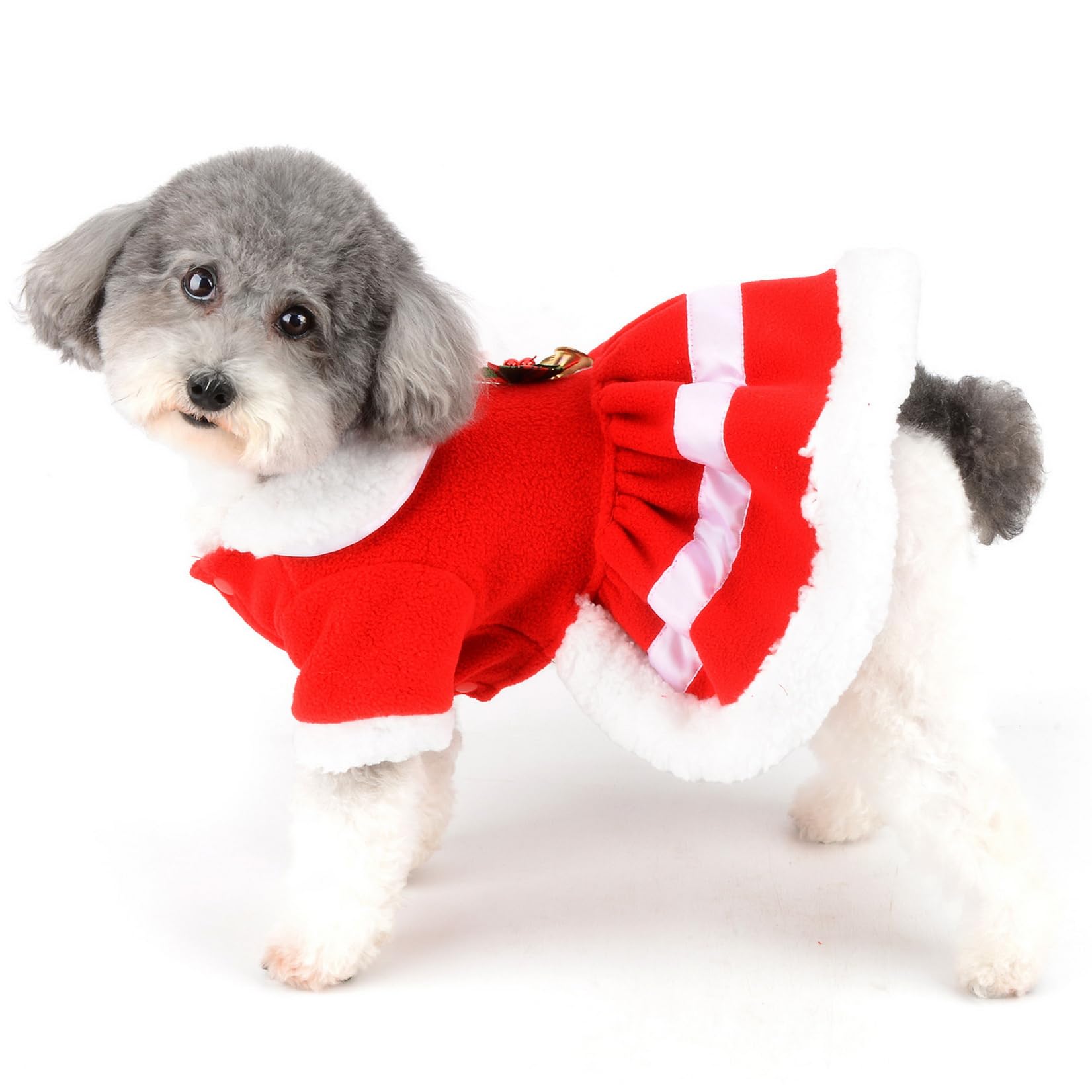 Amazon | ZUNEA 犬 服 秋冬 クリスマス ワンピース 小型犬