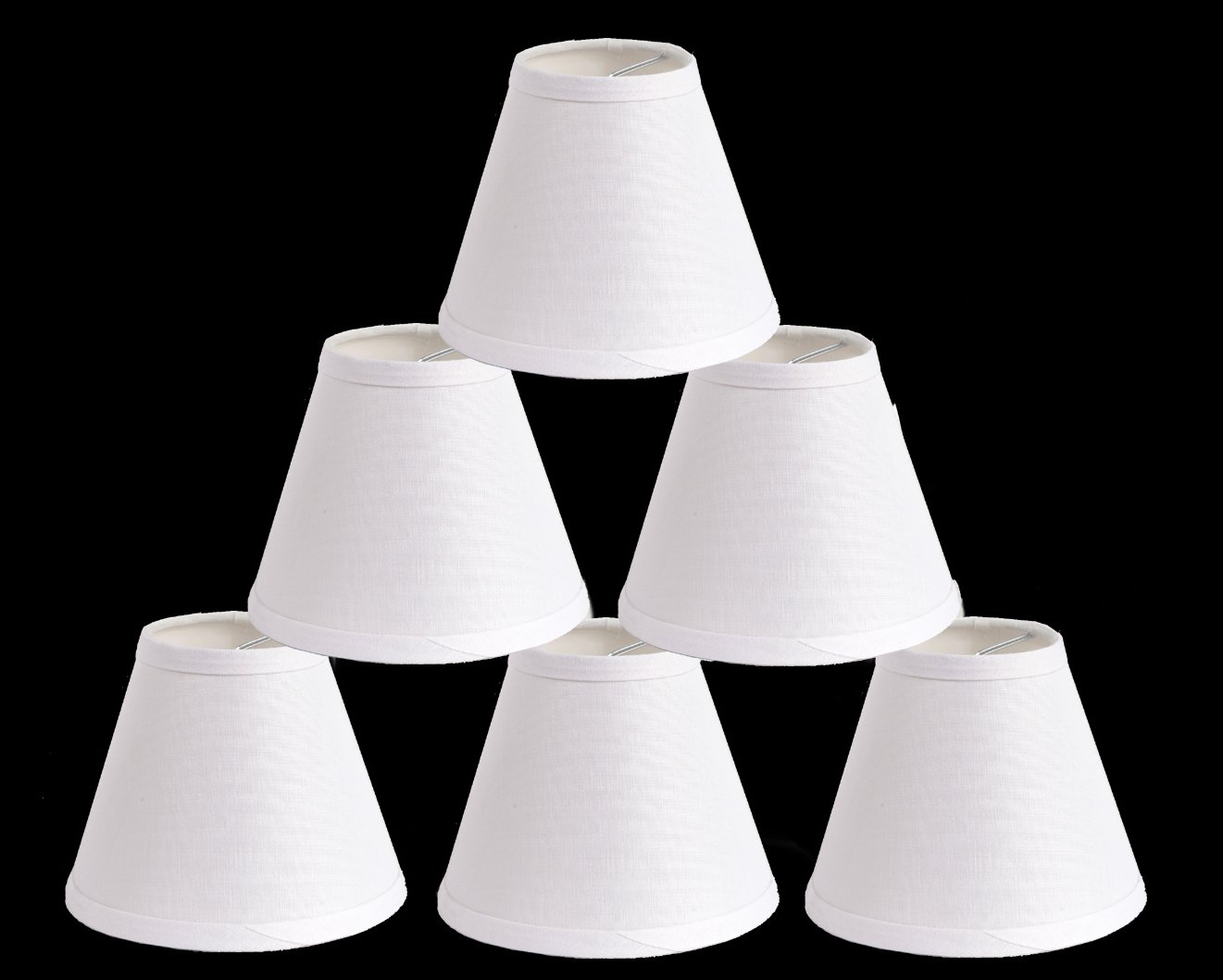 Urbanest Pure Linen Chandelier Lamp Shades, 6-inch, Hardback Clip On, White(Set of 6)