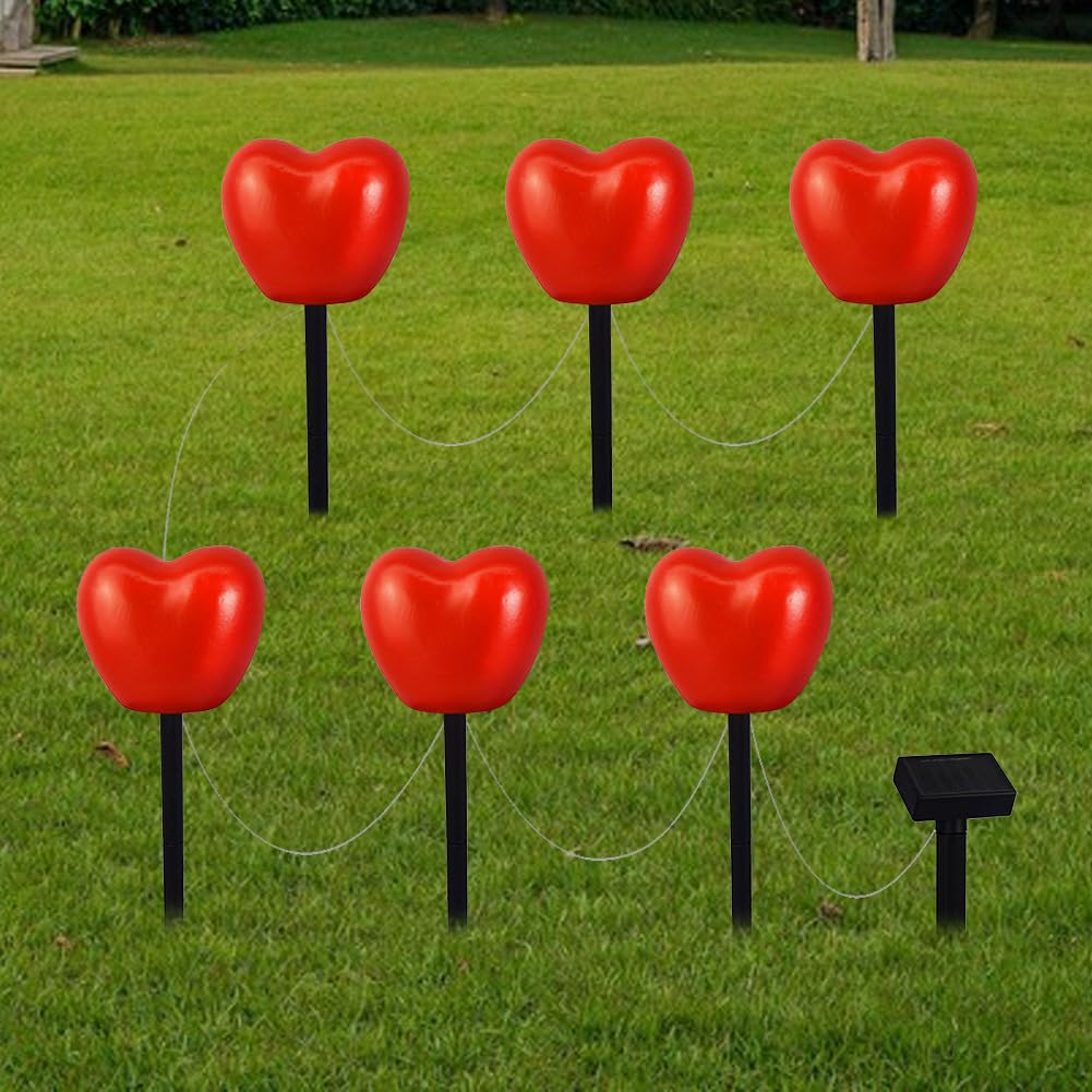 JDXFENG Solar Lights Love lamp Outdoor Garden,Solar Light Heart Atmosphere Chargeable Solar Powered Heart Shape Stake Light LED Love Heart Lamp IP65 Waterproof for Valentine Day Garden Patio