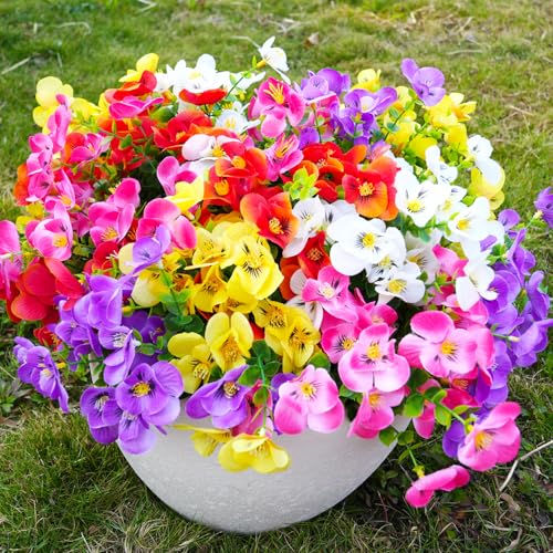 trytuny Artificial Flowers for Outdoor, Realistic Faux Plants for Outside Indoor Porch Patio Window Box Planter Home Decor (12pcs -red) 12PCS - red