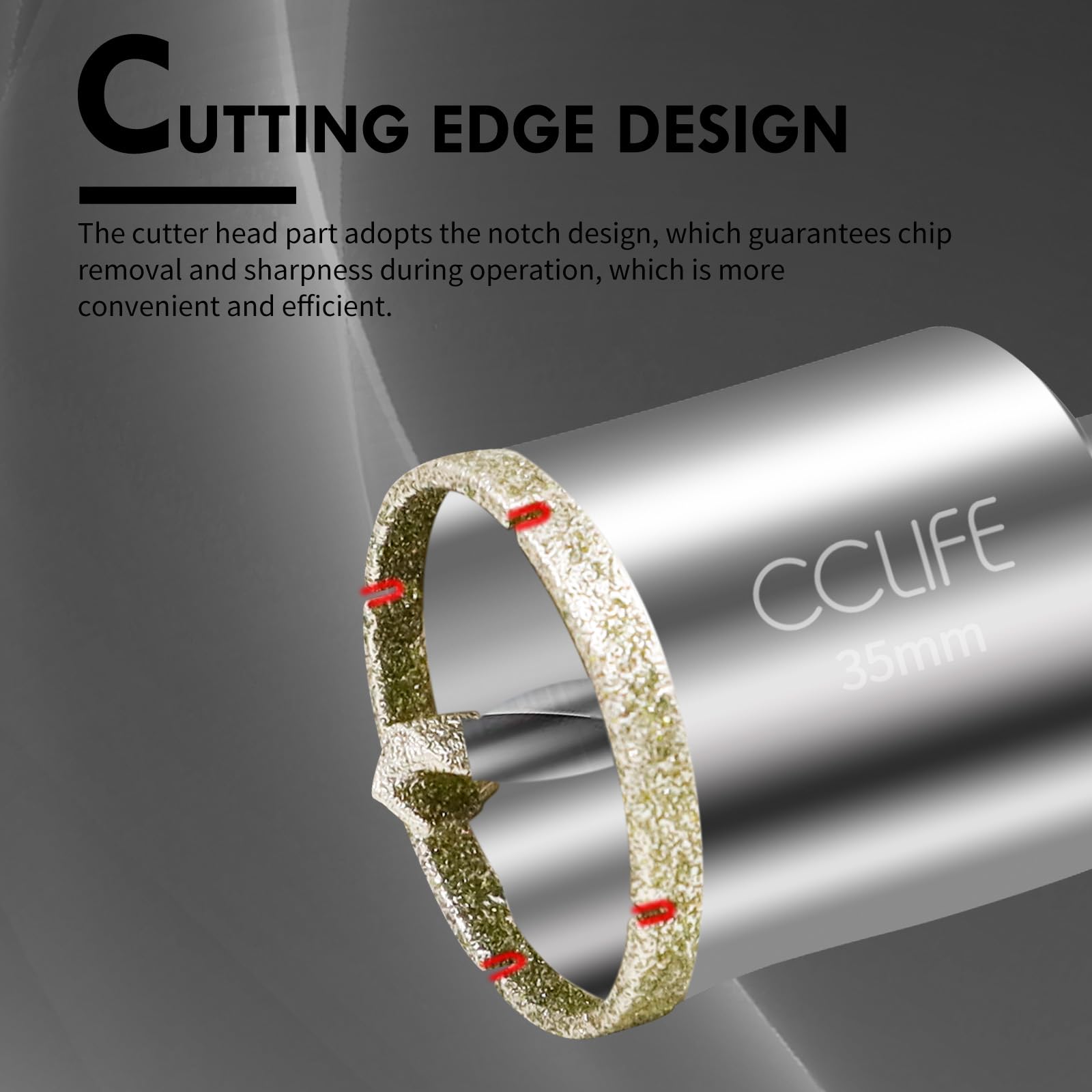CCLIFE 35mm Sega a Tazza Diamantata, Punta Diamantata con Punta di Guida Centrale, frese a tazza rivestita con punta diamantata per Piastrelle, Porcellana, Vetro, Marmo, Ceramica