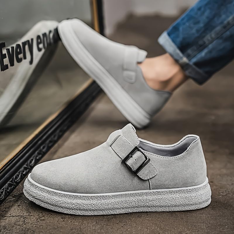 Men's Simple Buckle Design, Retro Round-Toe Thick-Soled Sports Casual Shoes3